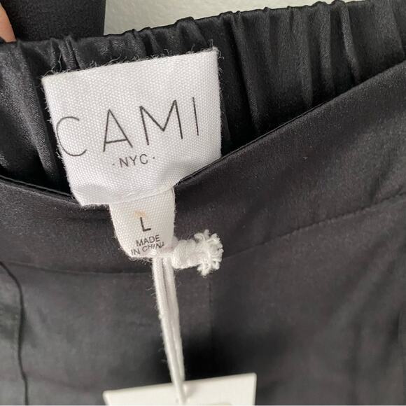 Cami NYC  NWTs Max Fringe 100% Silk Black Split Pants size large - Picture 8 of 8